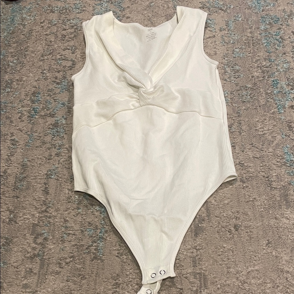White Ribbed bodysuit